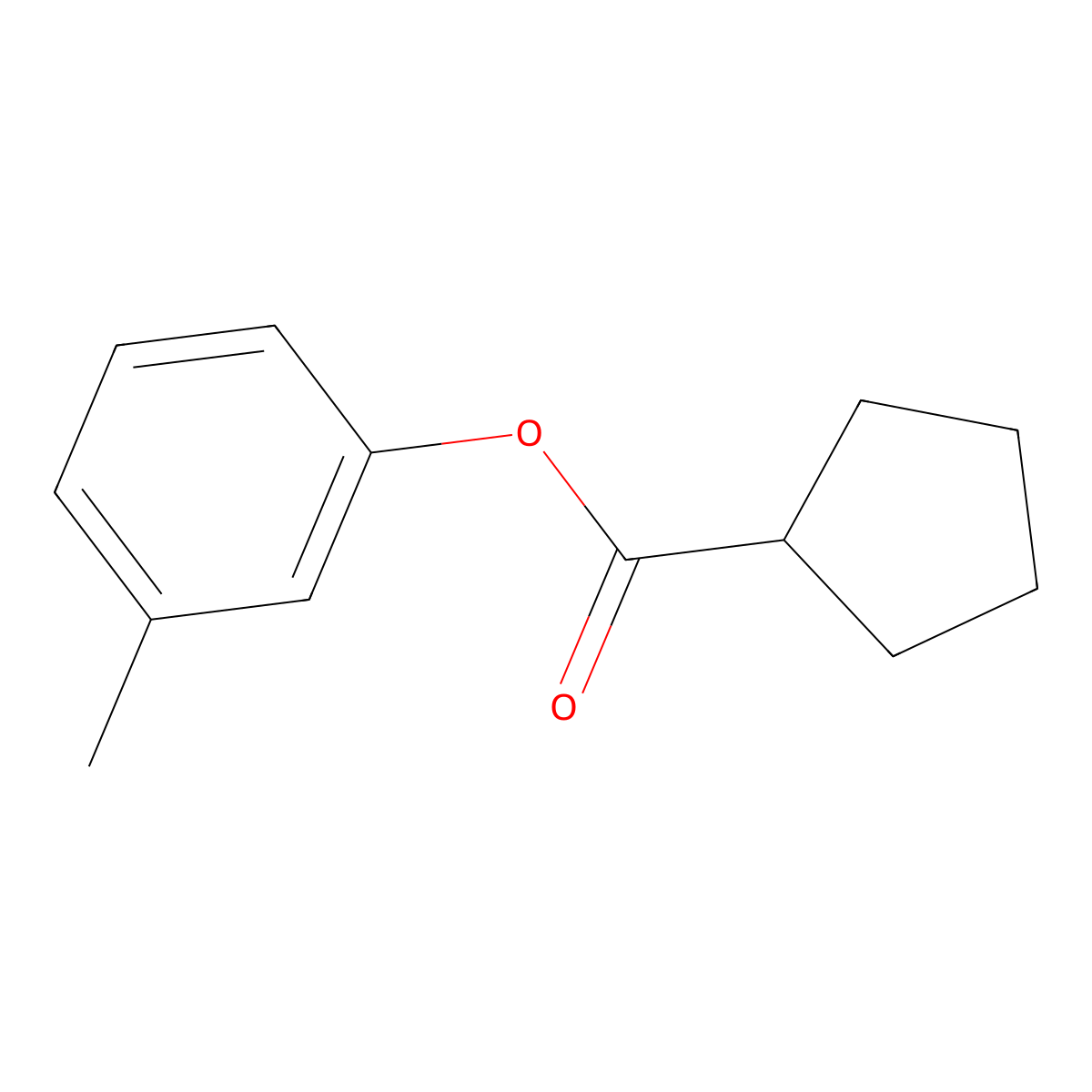 Cyclopentanecarboxylic acid, 3-methylphenyl ester molecular structure, CAS 55229-46-4