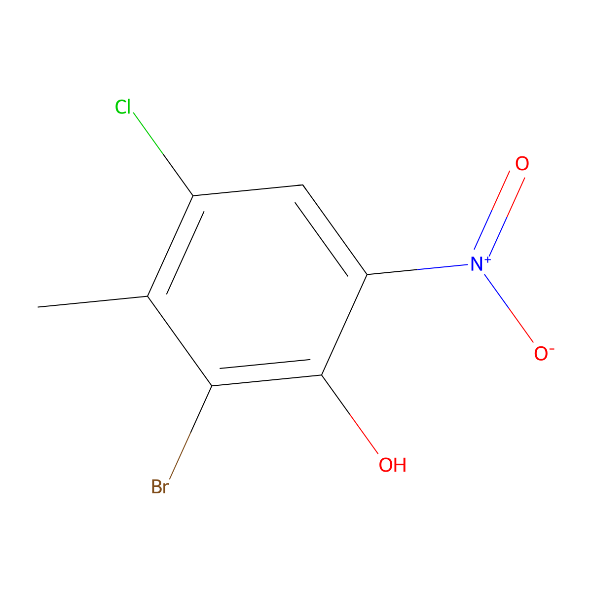 2-Bromo-4-chloro-3-methyl-6-nitro-phenol molecular structure, CAS 55229-54-4