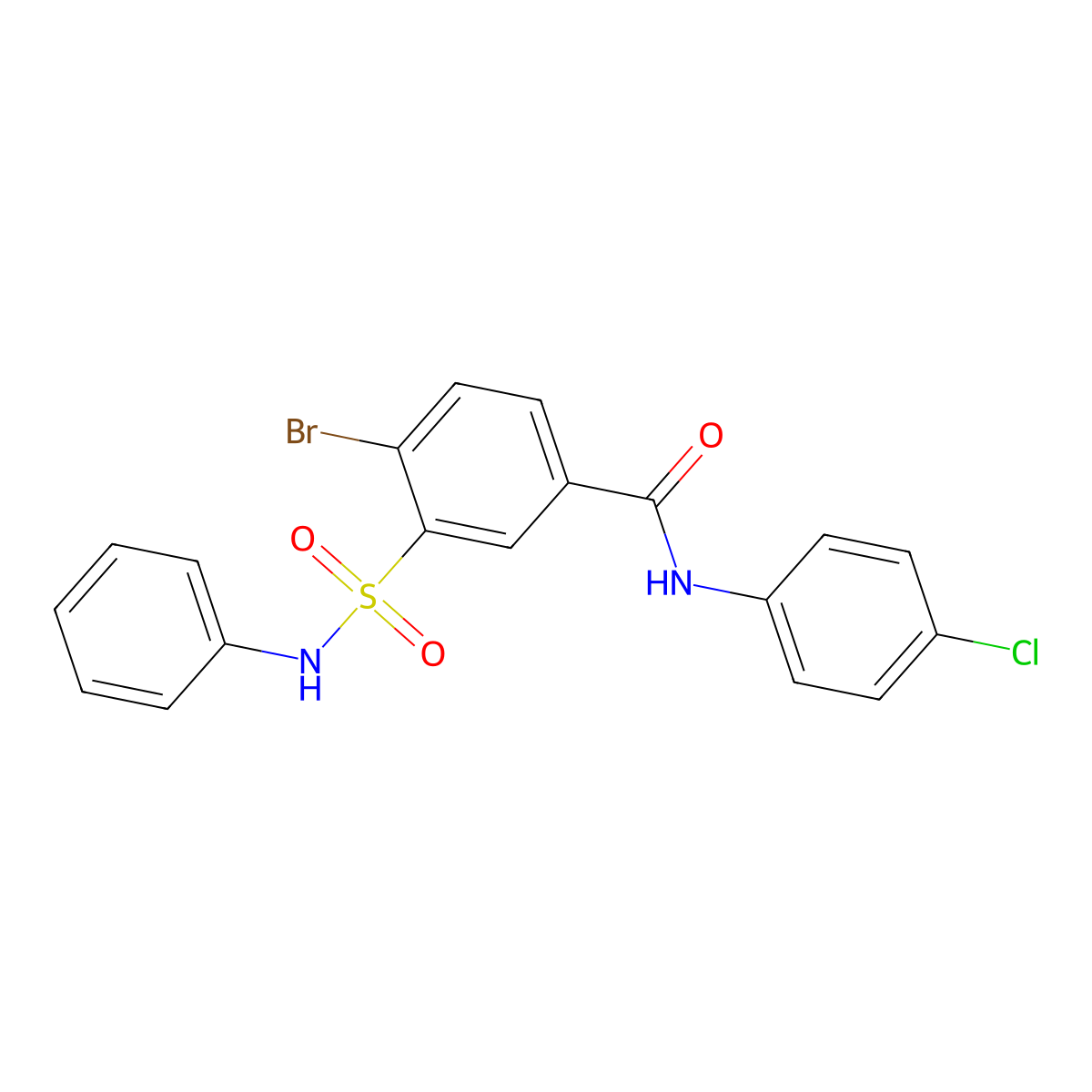4-bromo-N-(4-chlorophenyl)-3-(phenylsulfamoyl)benzamide molecular structure, CAS 5523-12-6