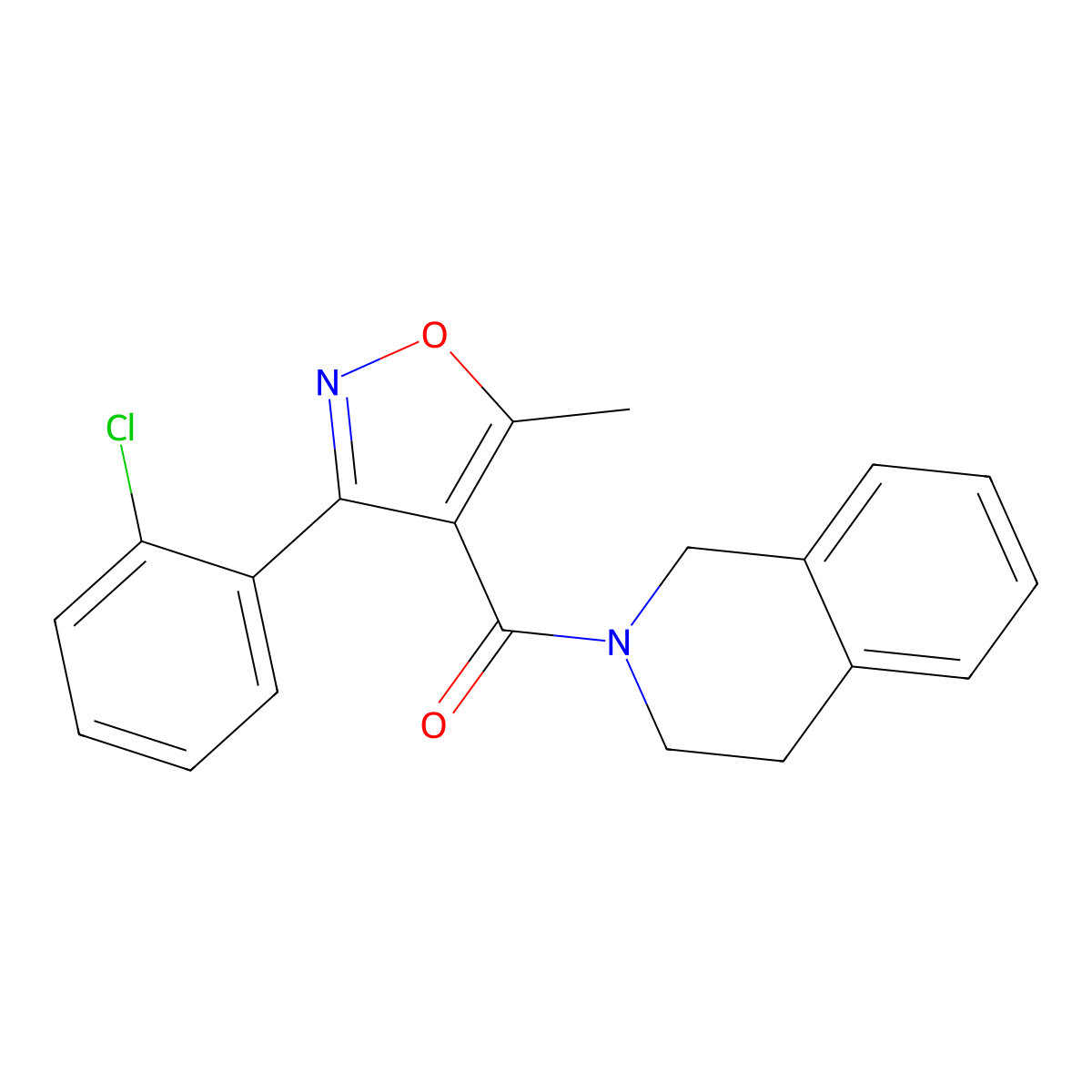 [3-(2-chlorophenyl)-5-methyl-1,2-oxazol-4-yl]-(3,4-dihydro-1H-isoquinolin-2-yl)methanone molecular structure, CAS 5523-80-8