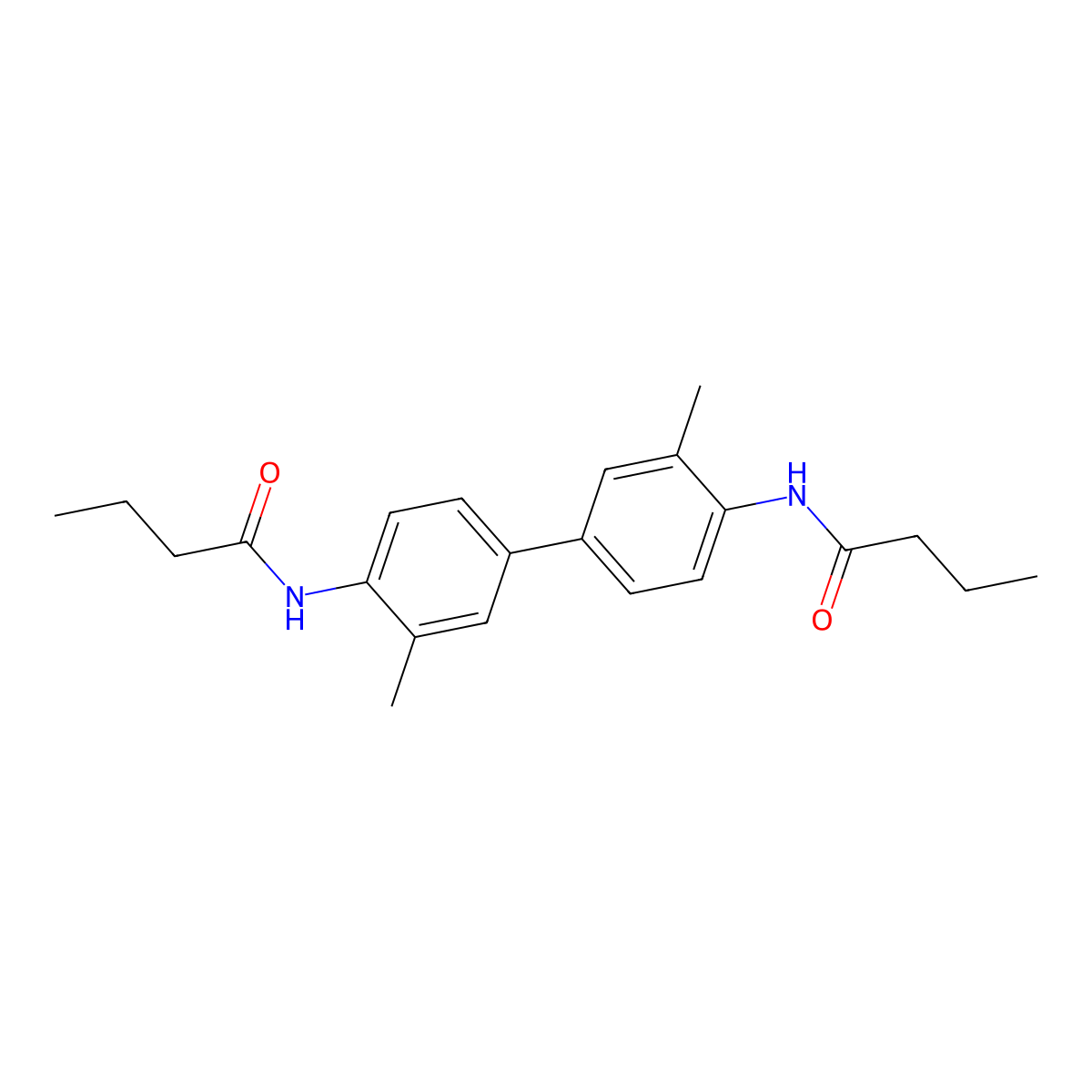 N-[4-[4-(butanoylamino)-3-methylphenyl]-2-methylphenyl]butanamide molecular structure, CAS 55230-07-4