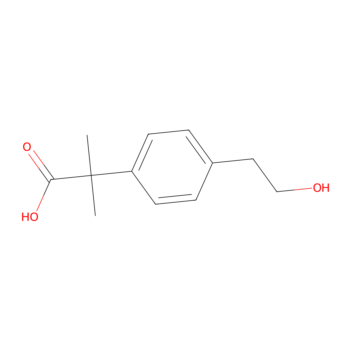 2-(4-(2-Hydroxyethyl)phenyl)-2-methylpropanoic acid molecular structure, CAS 552301-45-8