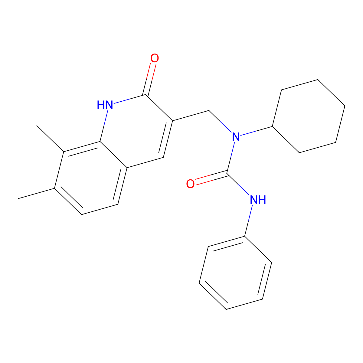 1-Cyclohexyl-1-[(7,8-dimethyl-2-oxo-1,2-dihydroquinolin-3-yl)methyl]-3-phenylurea molecular structure, CAS 552311-06-5