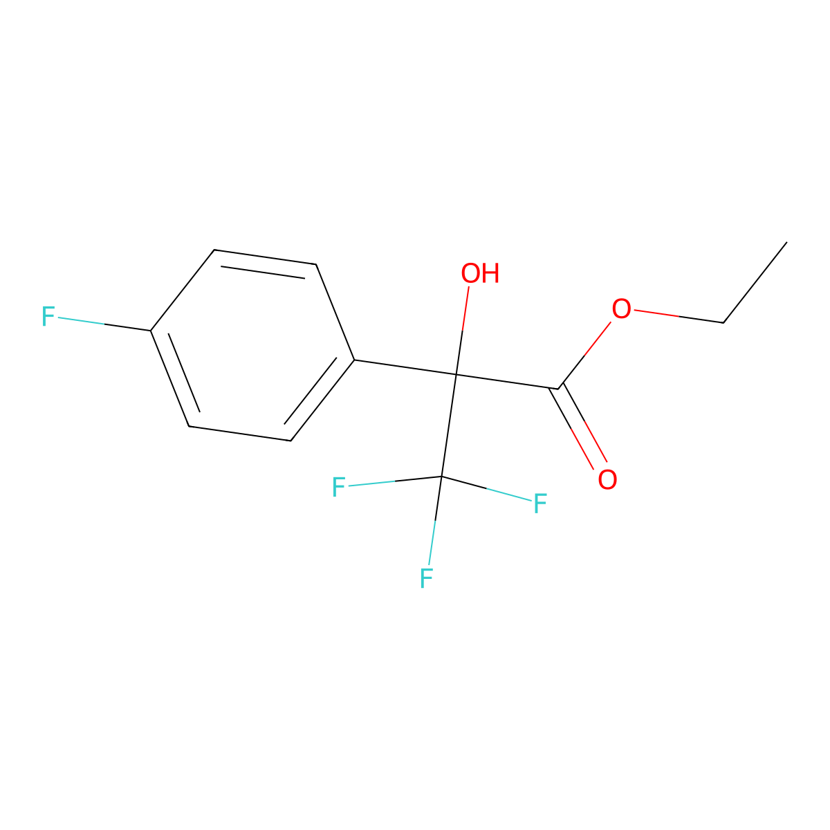 3,3,3-Trifluoro-2-(4-fluorophenyl)-2-hydroxypropionic acid ethyl ester molecular structure, CAS 552314-23-5