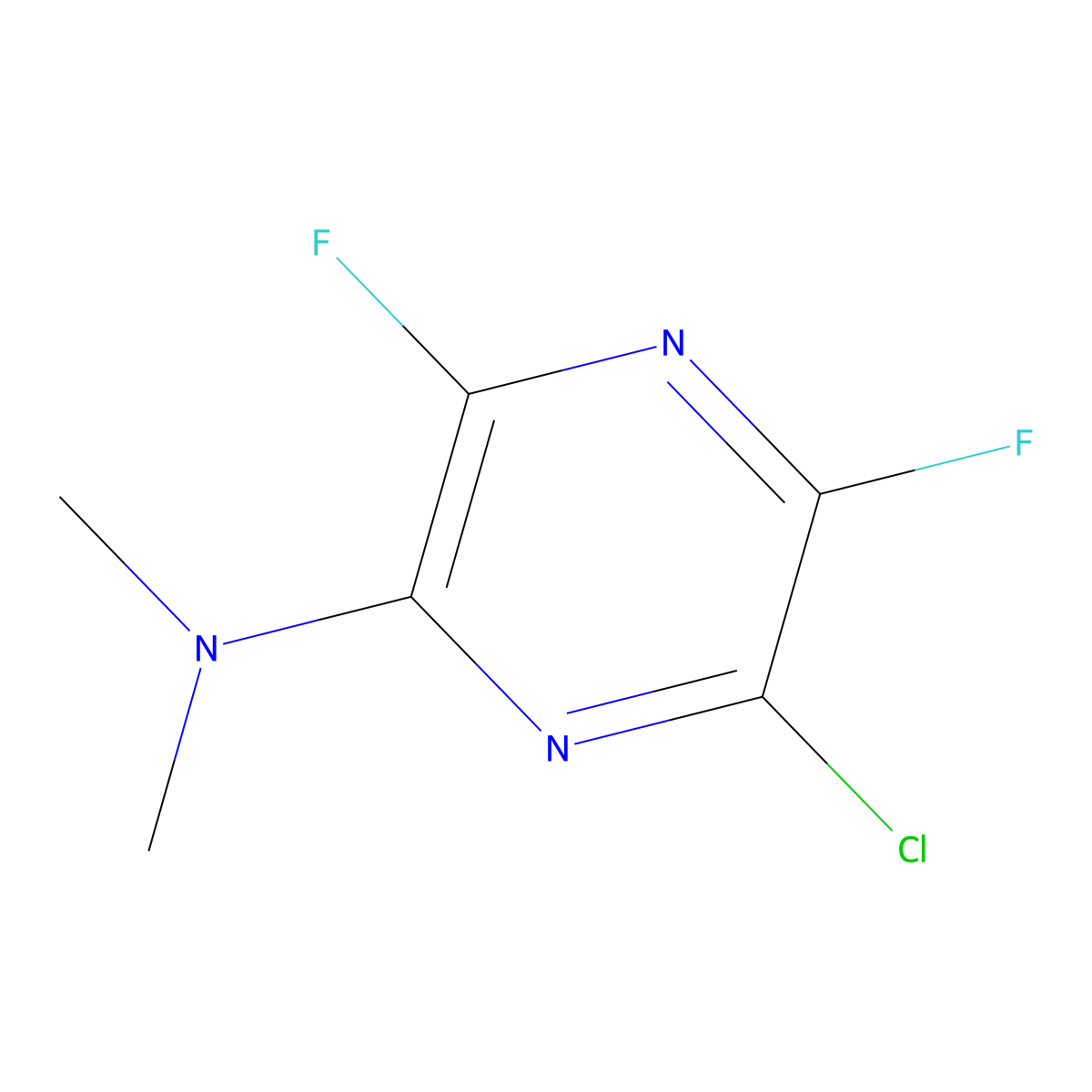6-Chloro-3,5-difluoro-N,N-dimethylpyrazin-2-amine molecular structure, CAS 55233-58-4