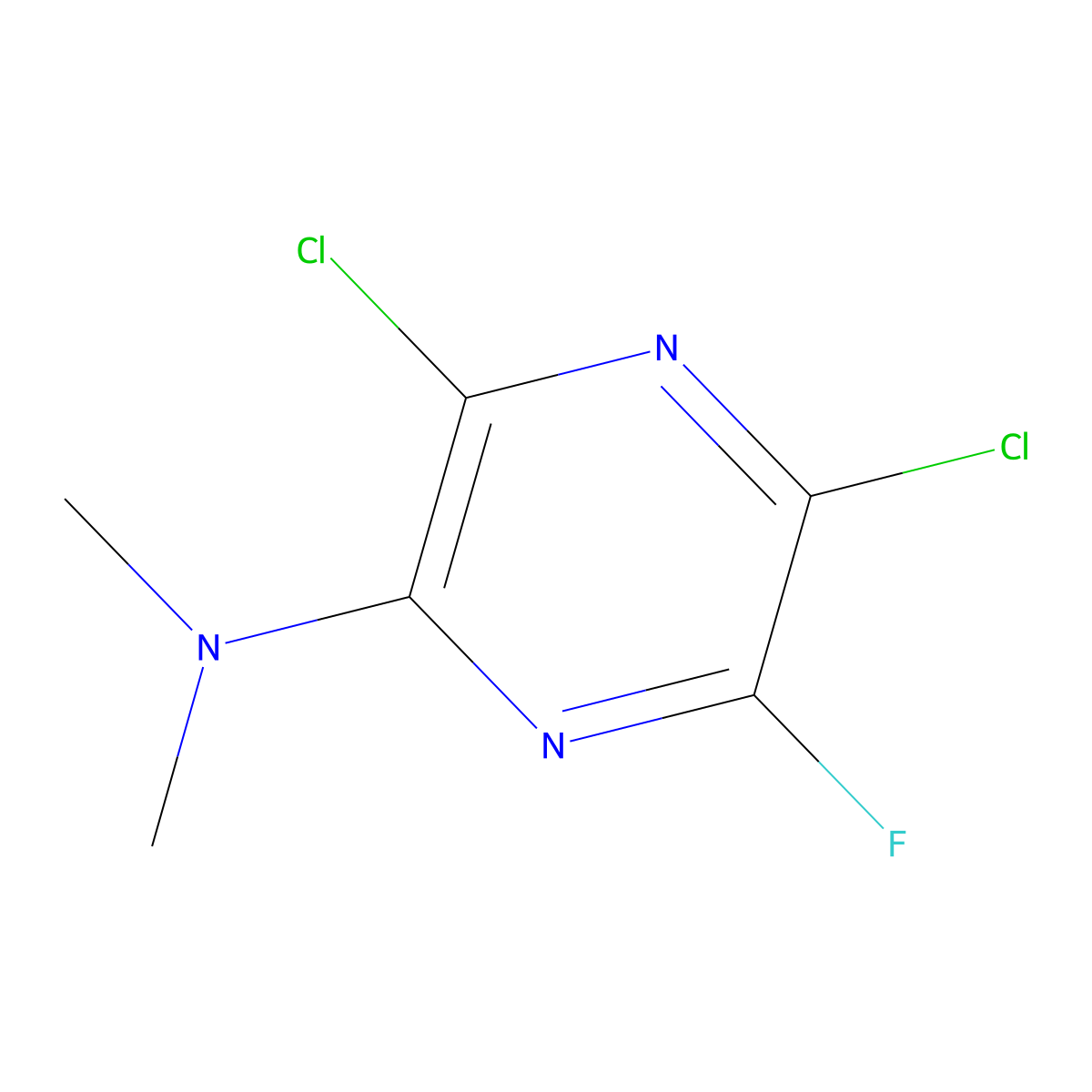 3,5-Dichloro-6-fluoro-N,N-dimethylpyrazin-2-amine molecular structure, CAS 55233-63-1