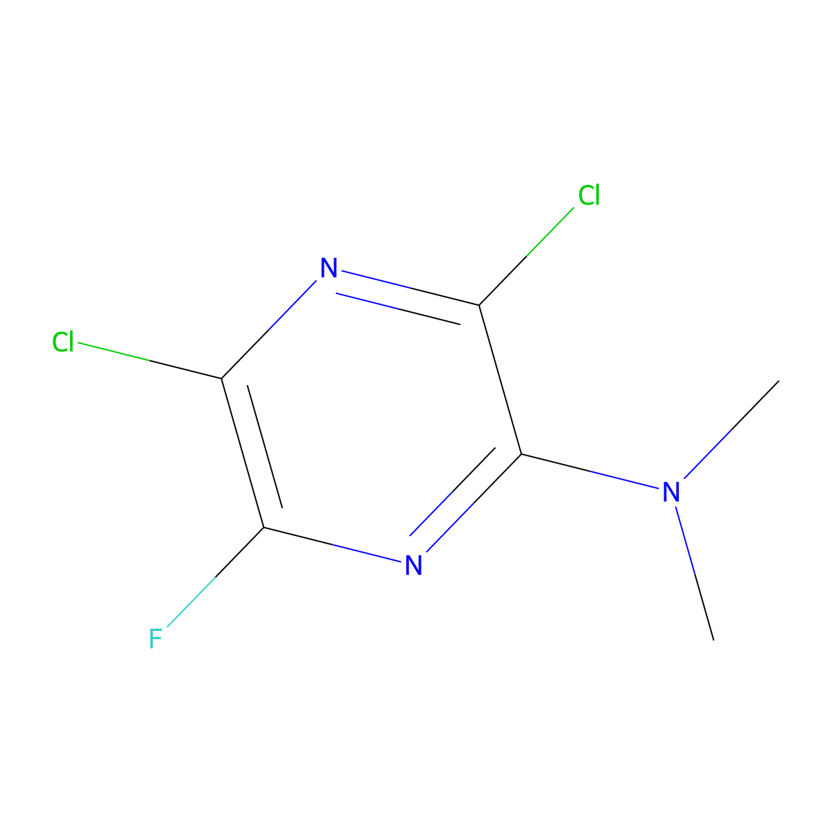 3,5-Dichloro-6-fluoro-N,N-dimethylpyrazin-2-amine molecular structure, CAS 55233-63-1