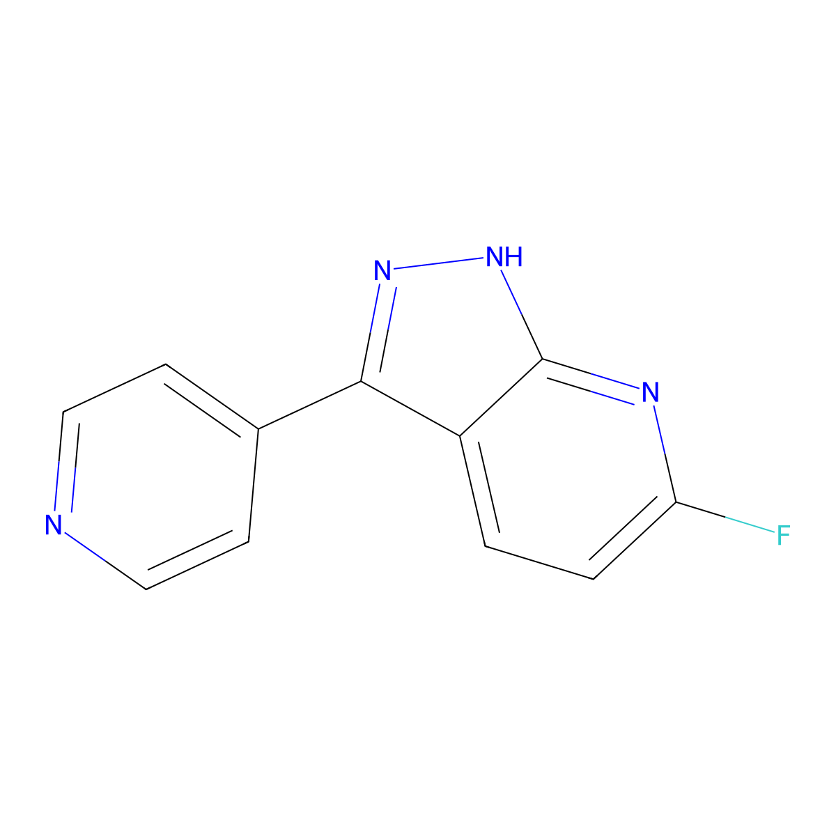 6-Fluoro-3-(pyridin-4-yl)-1H-pyrazolo[3,4-b]pyridine molecular structure, CAS 552331-67-6