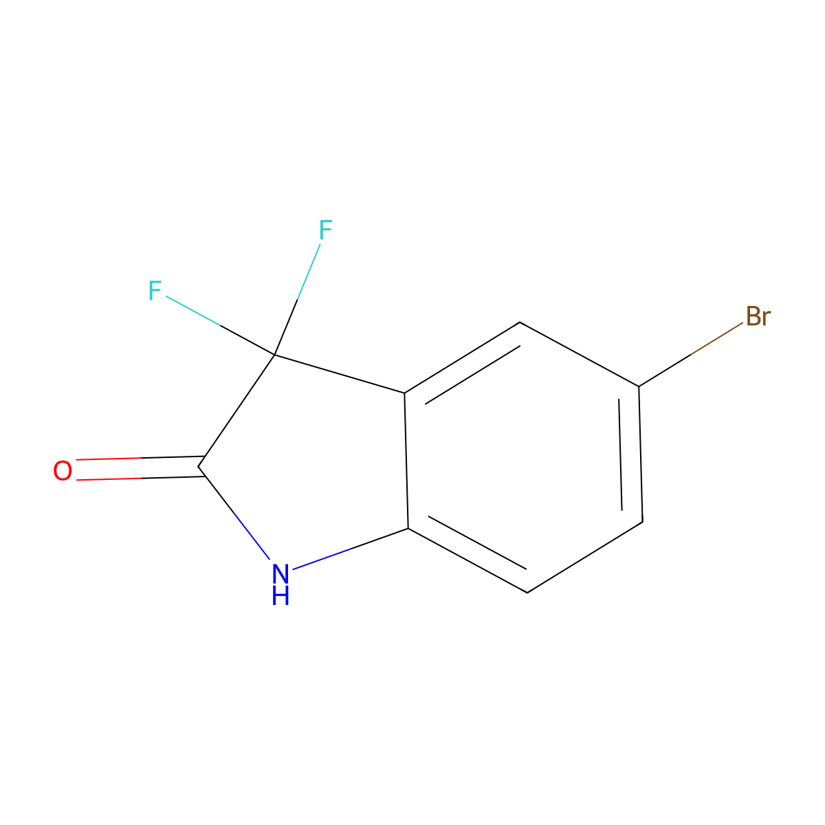 5-bromo-3,3-difluoro-2,3-dihydro-1H-indol-2-one molecular structure, CAS 552332-19-1