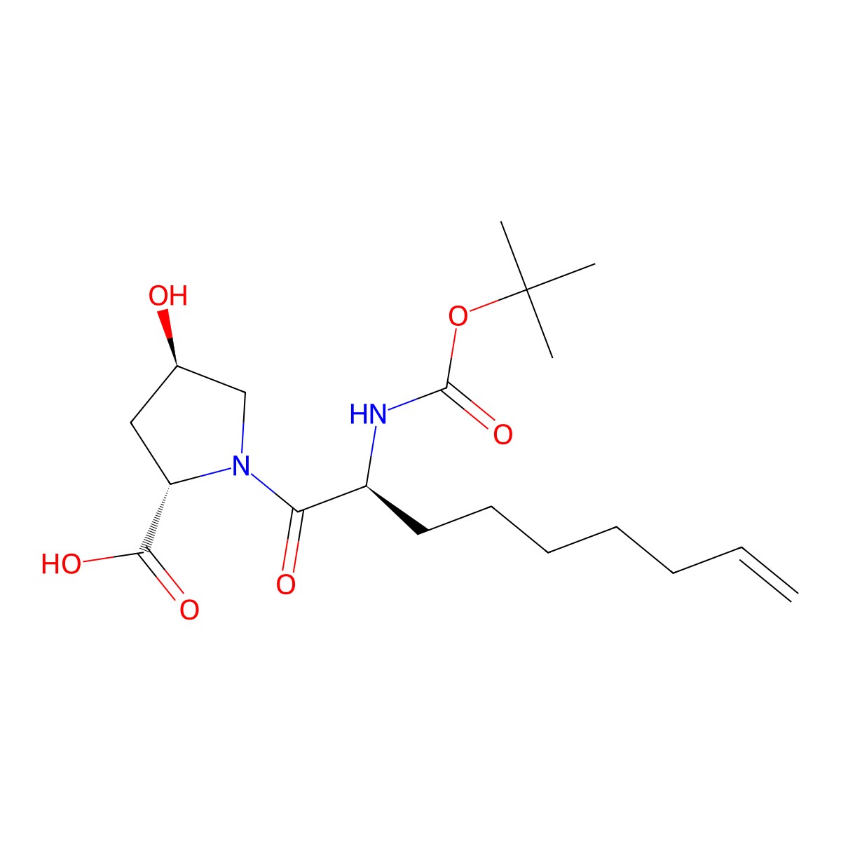 L-Proline, 1-[(2S)-2-[[(1,1-dimethylethoxy)carbonyl]amino]-1-oxo-8-nonen-1-yl]-4-hydroxy-, (4R)- molecular structure, CAS 552335-47-4