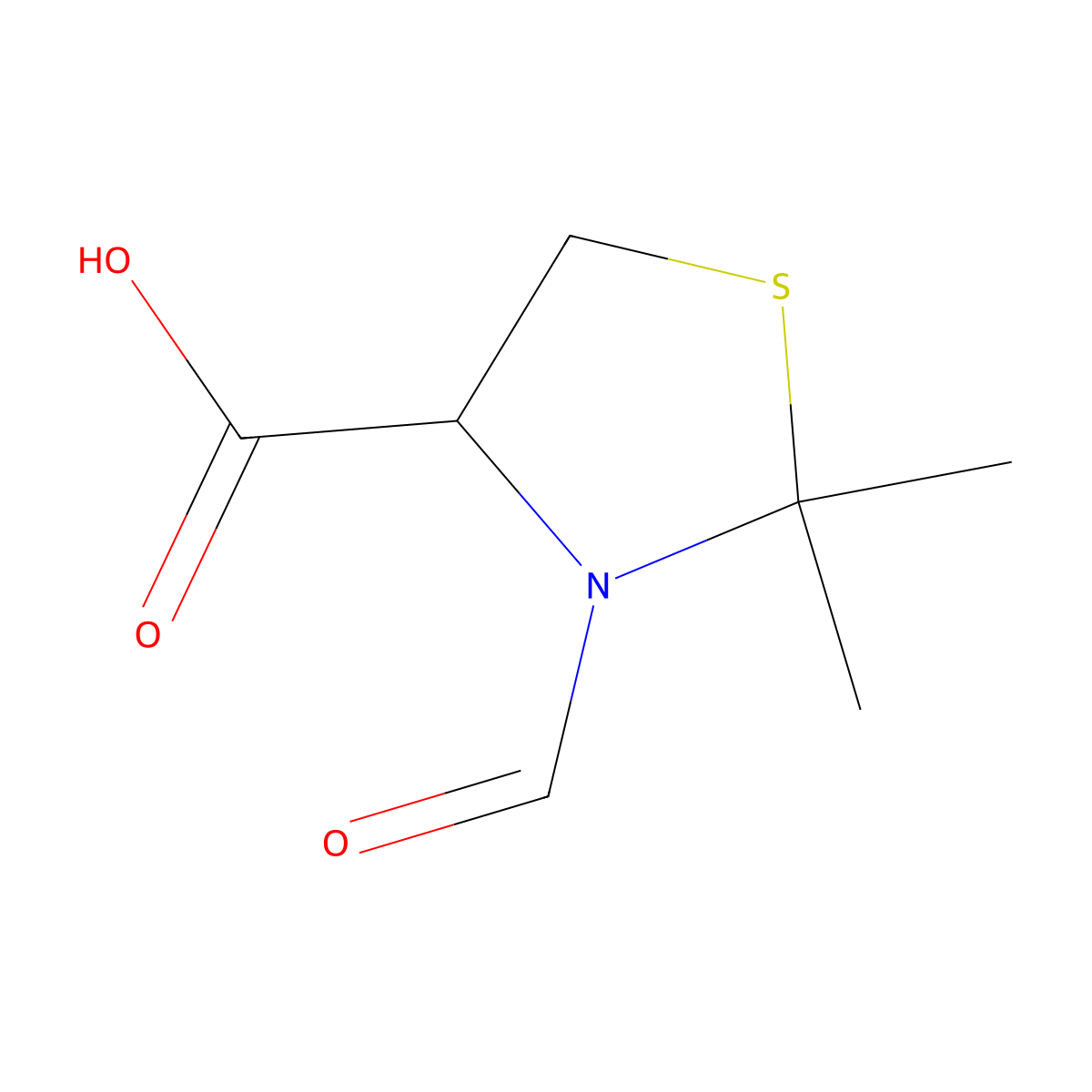 3-Formyl-2,2-dimethylthiazolidine-4-carboxylic acid molecular structure, CAS 55234-18-9