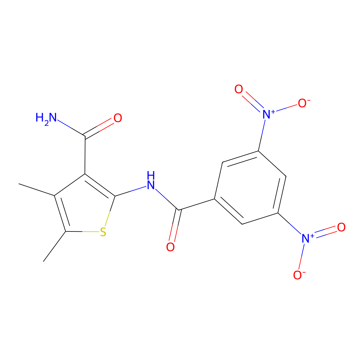 2-[(3,5-Dinitrobenzoyl)amino]-4,5-dimethyl-3-thiophenecarboxamide molecular structure, CAS 5524-15-2