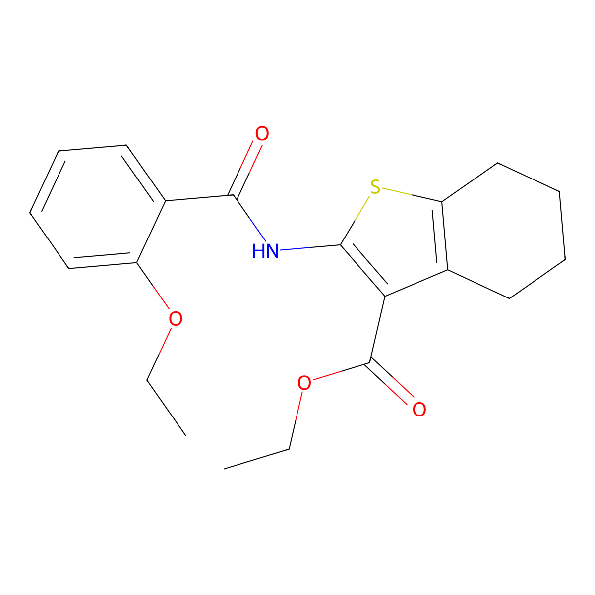 Ethyl 2-[(2-ethoxybenzoyl)amino]-4,5,6,7-tetrahydro-1-benzothiophene-3-carboxylate molecular structure, CAS 5524-80-1