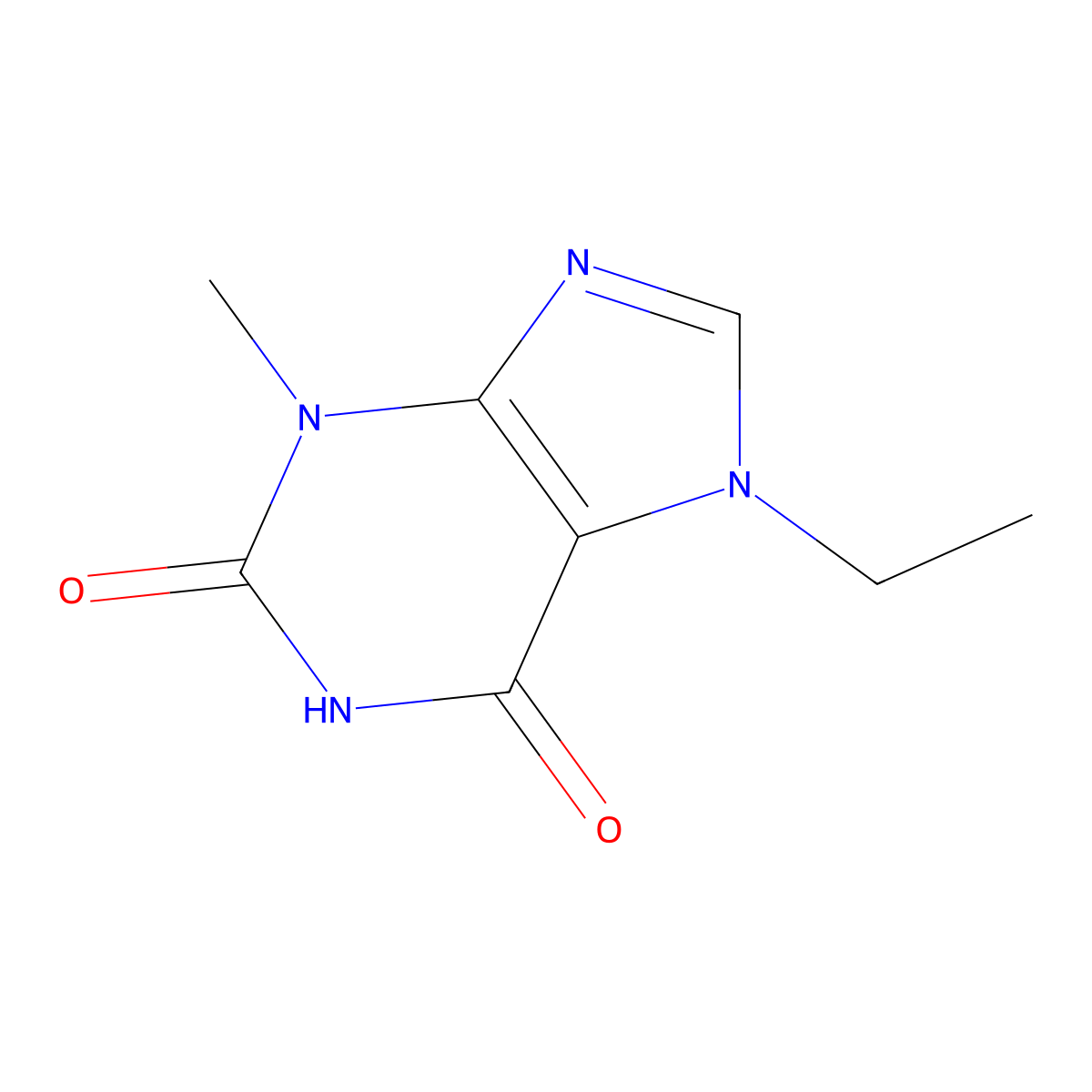 7-Ethyl-3-methyl-1,3,7-trihydropurine-2,6-dione molecular structure, CAS 55242-68-7