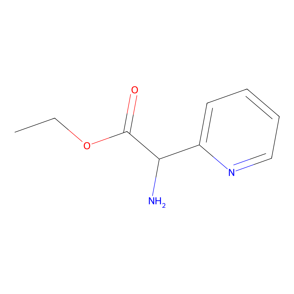 Ethyl 2-amino-2-(pyridin-2-yl)acetate molecular structure, CAS 55243-15-7