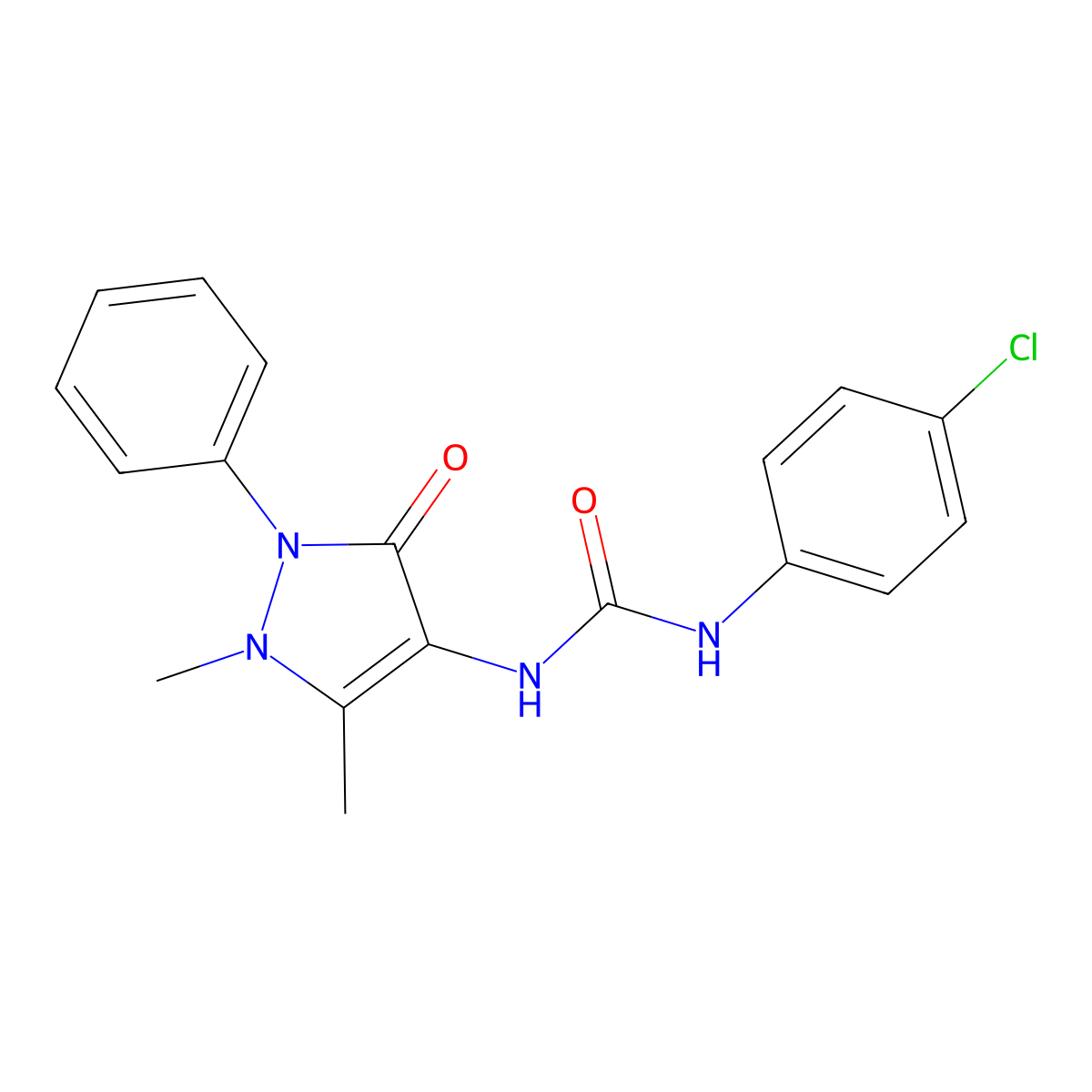 N-(4-chlorophenyl)-N'-(1,5-dimethyl-3-oxo-2-phenyl-2,3-dihydro-1H-pyrazol-4-yl)urea molecular structure, CAS 5525-35-9