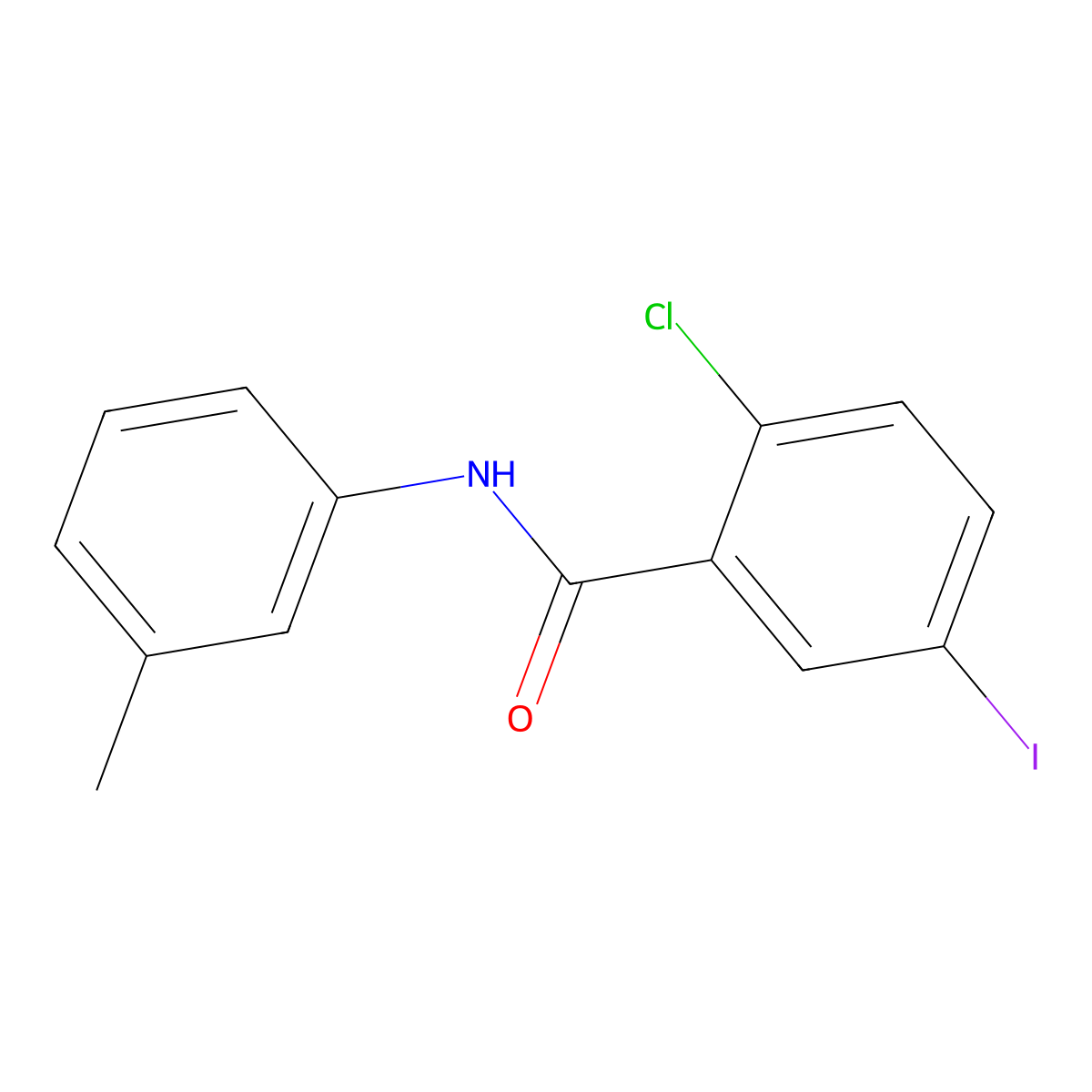 2-chloro-5-iodo-N-(3-methylphenyl)benzamide molecular structure, CAS 5525-38-2