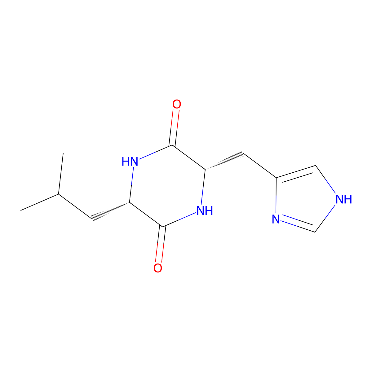 Cyclo(histidyl-leucyl) molecular structure, CAS 55253-69-5