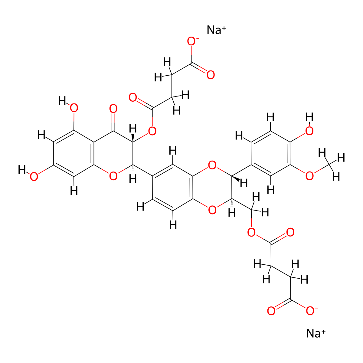 Silibinin A dihemisuccinate disodium molecular structure, CAS 55254-34-7