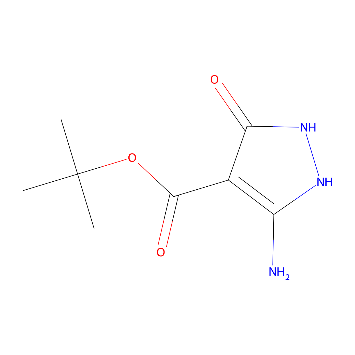 tert-butyl 5-amino-3-oxo-2,3-dihydro-1H-pyrazole-4-carboxylate molecular structure, CAS 55254-87-0