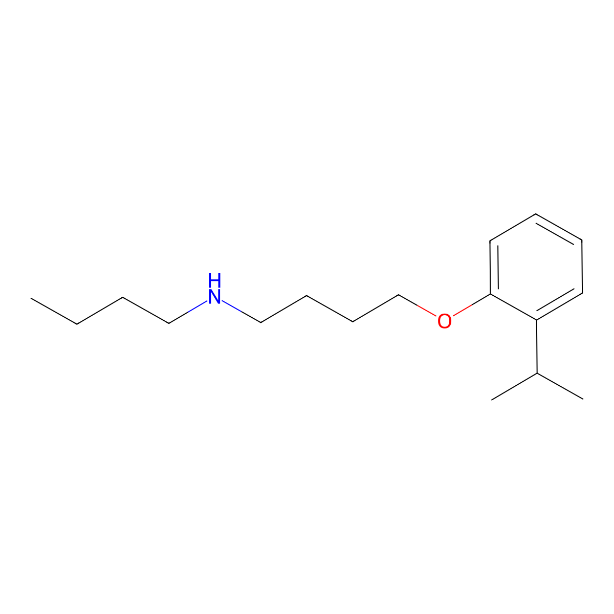 N-butyl-4-(2-propan-2-ylphenoxy)butan-1-amine molecular structure, CAS 5526-48-7
