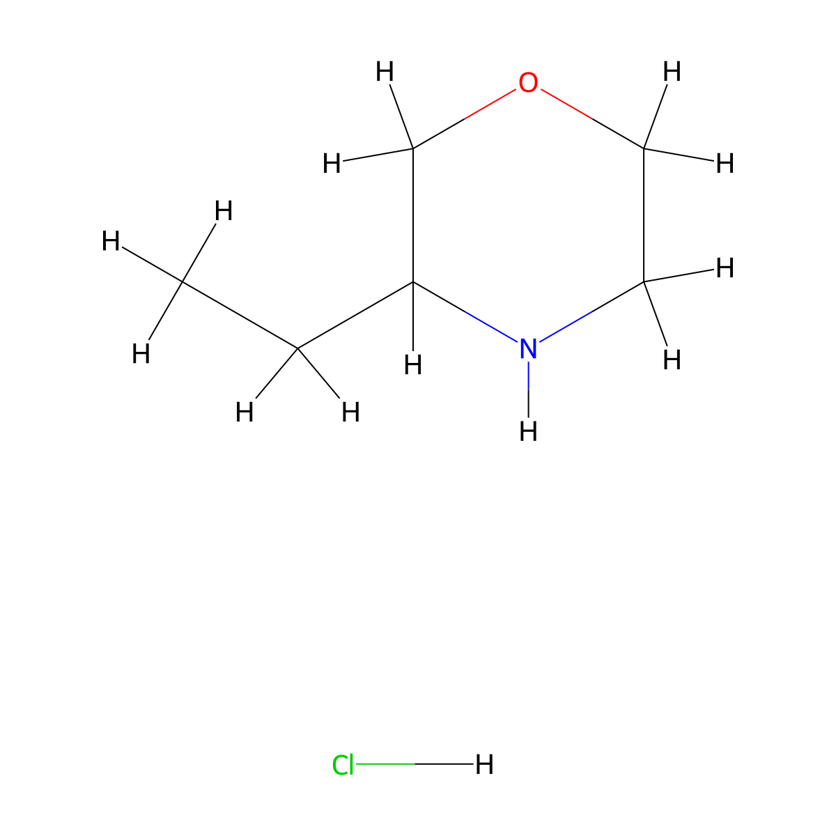 3-Ethylmorpholine--hydrogen chloride (1/1) molecular structure, CAS 55265-24-2