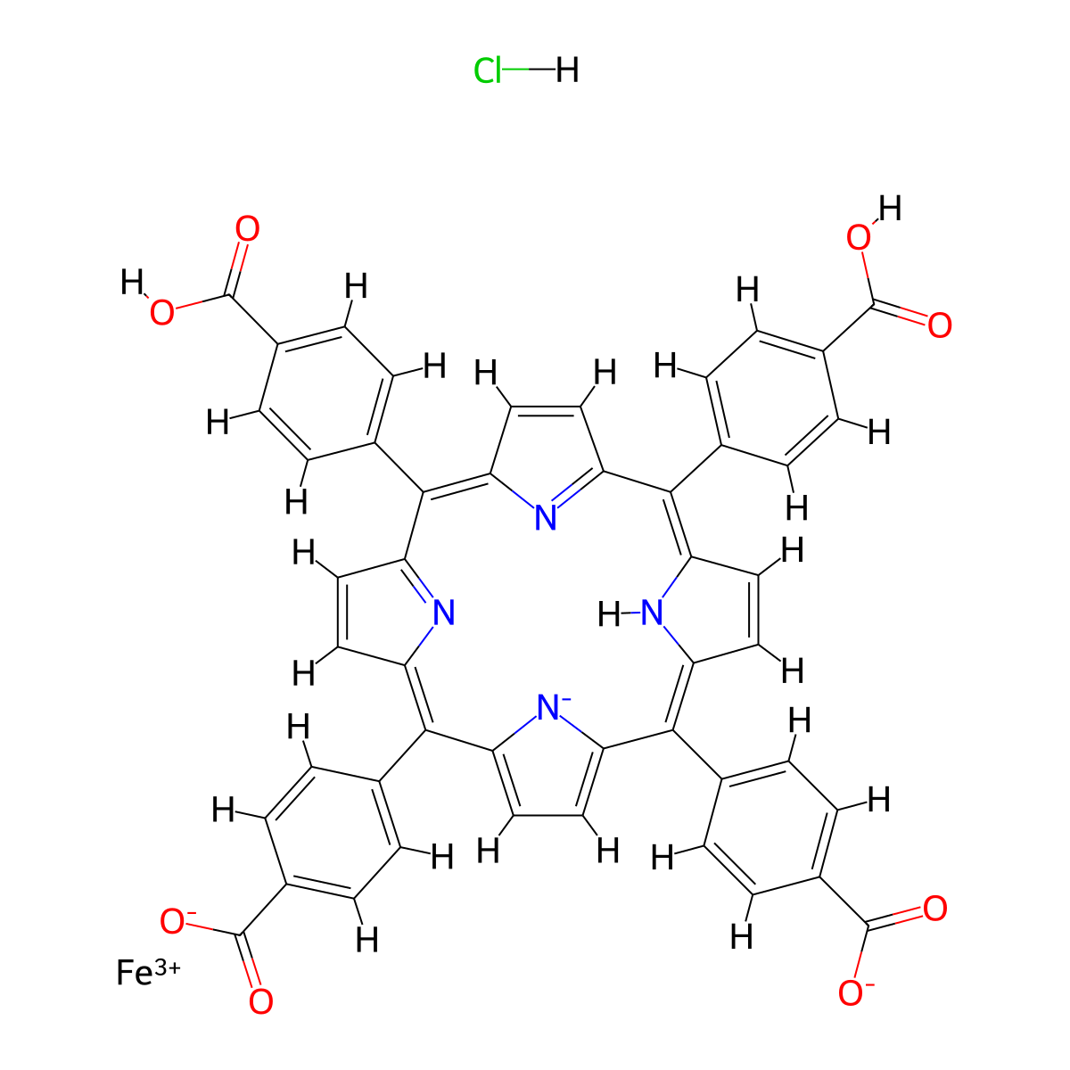 Fe(III) meso-Tetra(4-carboxyphenyl)porphine chloride , FeTCPP molecular structure, CAS 55266-17-6