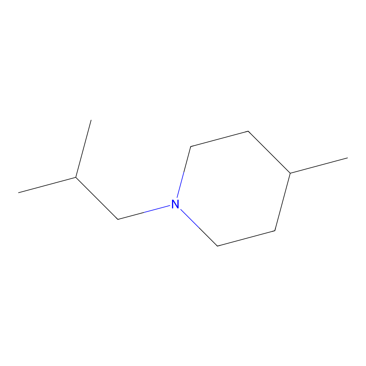 1-Isobutyl-4-methyl-piperidine molecular structure, CAS 55275-23-5