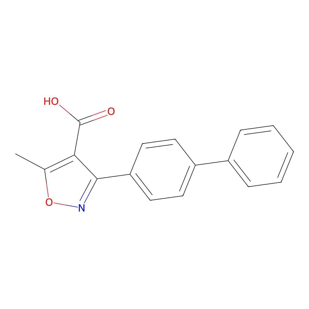 5-Methyl-3-(4-phenylphenyl)-1,2-oxazole-4-carboxylic acid molecular structure, CAS 55278-63-2