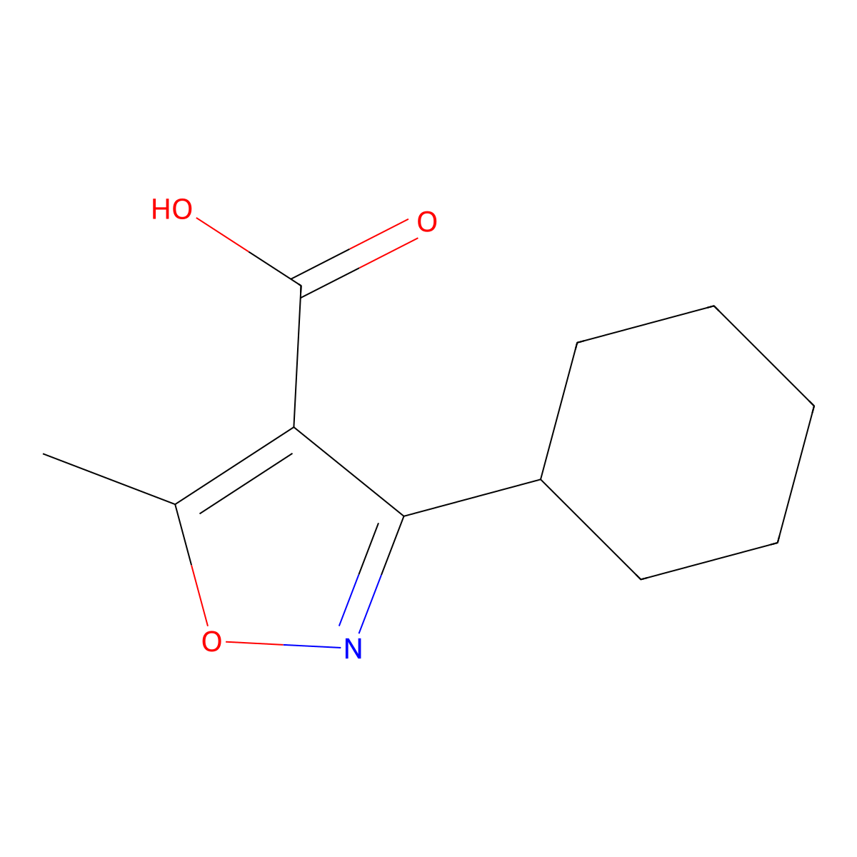 3-Cyclohexyl-5-methyl-1,2-oxazole-4-carboxylic acid molecular structure, CAS 55278-64-3
