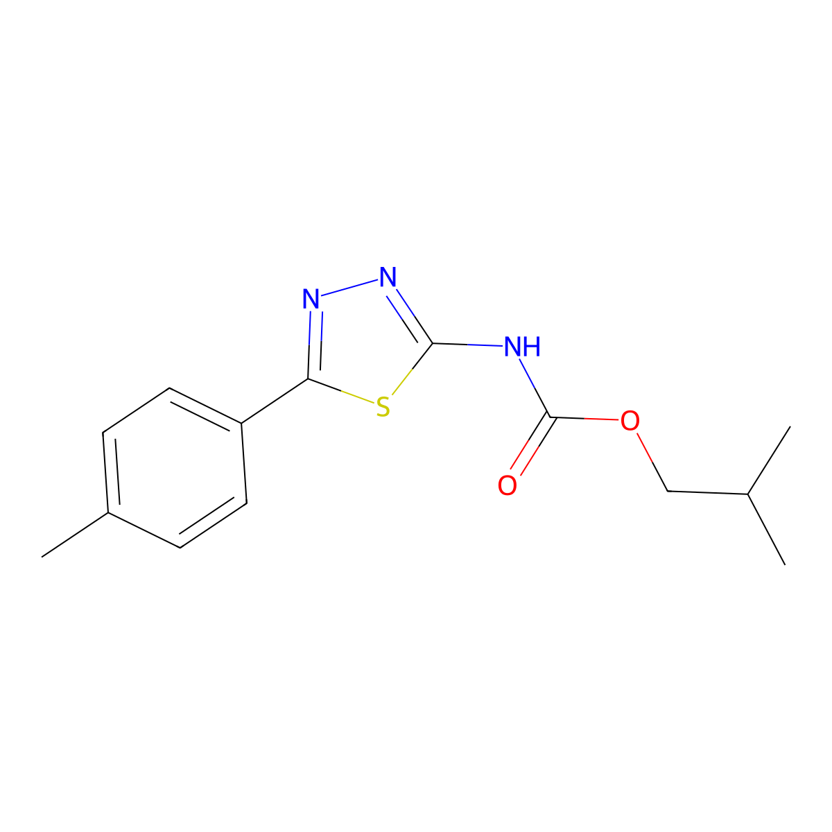 2-methylpropyl N-[5-(4-methylphenyl)-1,3,4-thiadiazol-2-yl]carbamate molecular structure, CAS 5528-06-3