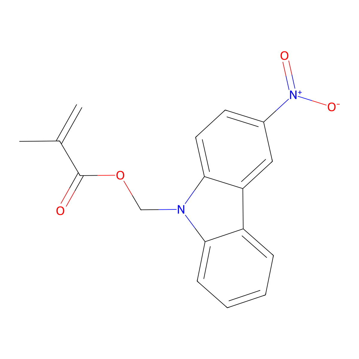 (3-Nitrocarbazol-9-yl)methyl 2-methylprop-2-enoate molecular structure, CAS 5528-11-0