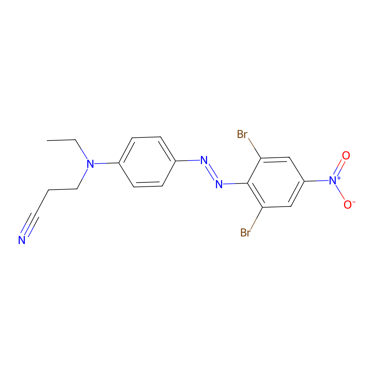 Propanenitrile, 3-[[4-[2-(2,6-dibromo-4-nitrophenyl)diazenyl]phenyl]ethylamino]- molecular structure, CAS 55281-26-0