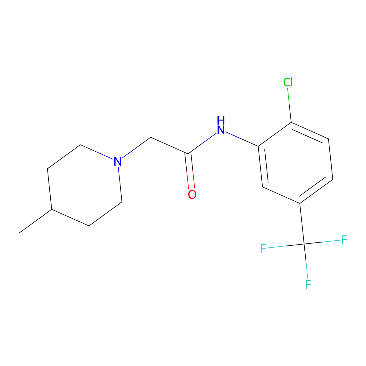 N-(2-Chloro-5-(trifluoromethyl)phenyl)-2-(4-methylpiperidin-1-yl)acetamide molecular structure, CAS 552813-94-2
