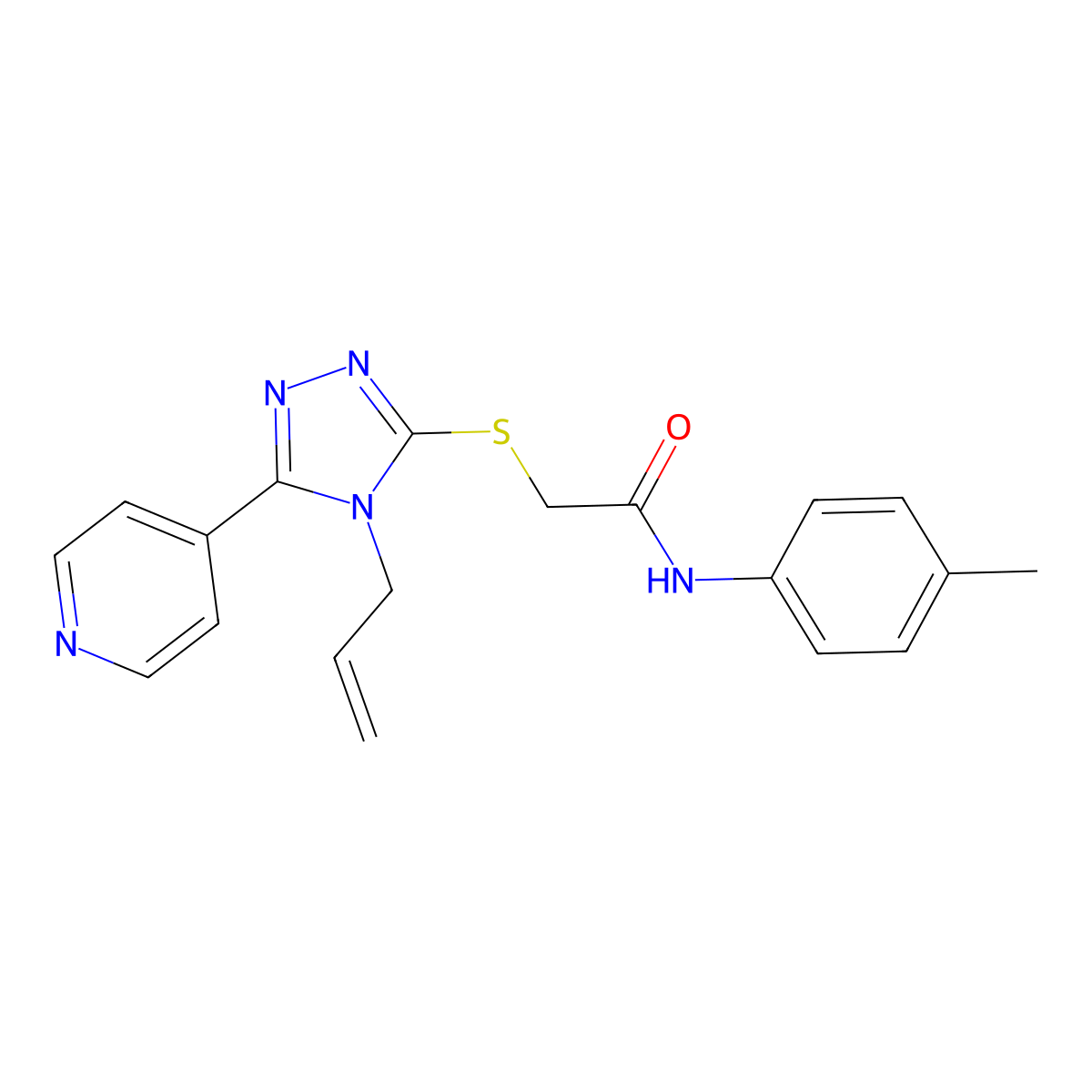 N-(4-methylphenyl)-2-{[4-(prop-2-en-1-yl)-5-(pyridin-4-yl)-4H-1,2,4-triazol-3-yl]sulfanyl}acetamide molecular structure, CAS 552814-25-2