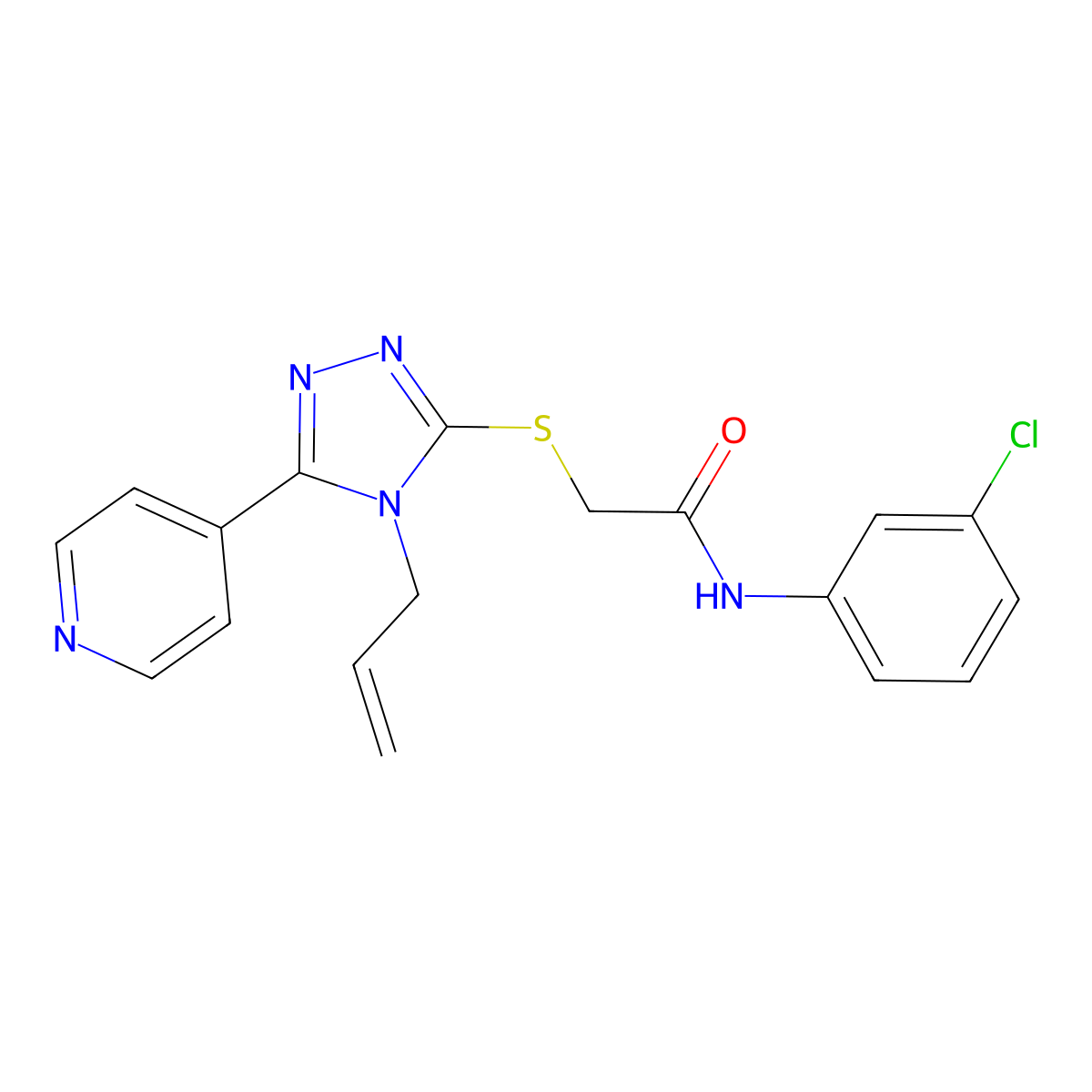 N-(3-chlorophenyl)-2-{[4-(prop-2-en-1-yl)-5-(pyridin-4-yl)-4H-1,2,4-triazol-3-yl]sulfanyl}acetamide molecular structure, CAS 552814-28-5