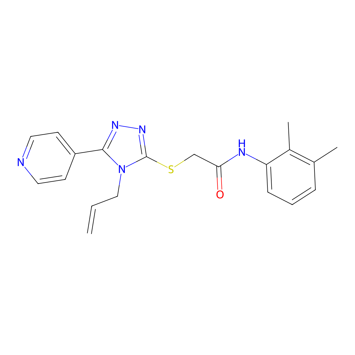 N-(2,3-dimethylphenyl)-2-{[4-(prop-2-en-1-yl)-5-(pyridin-4-yl)-4H-1,2,4-triazol-3-yl]sulfanyl}acetamide molecular structure, CAS 552814-35-4