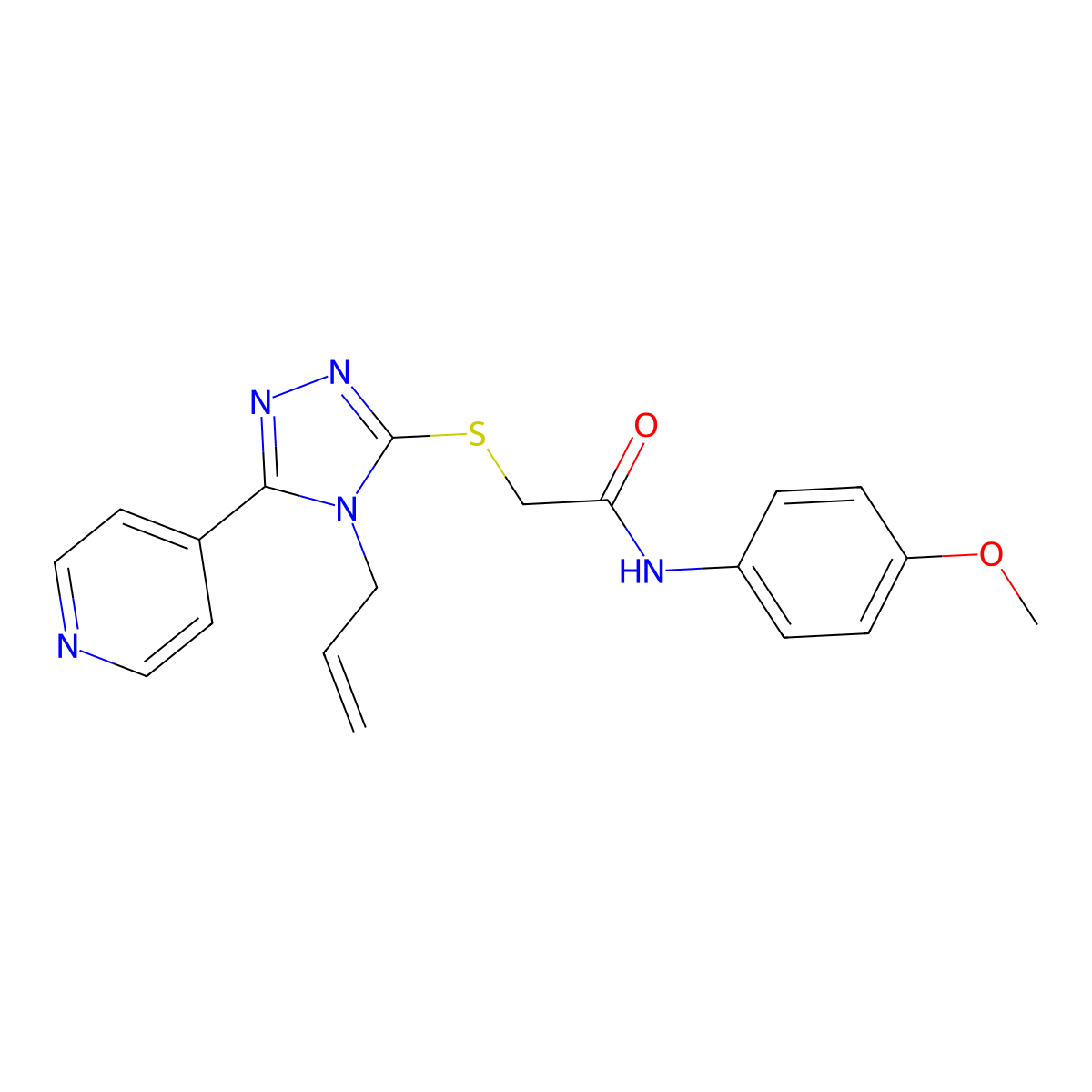 N-(4-methoxyphenyl)-2-{[4-(prop-2-en-1-yl)-5-(pyridin-4-yl)-4H-1,2,4-triazol-3-yl]sulfanyl}acetamide molecular structure, CAS 552814-36-5