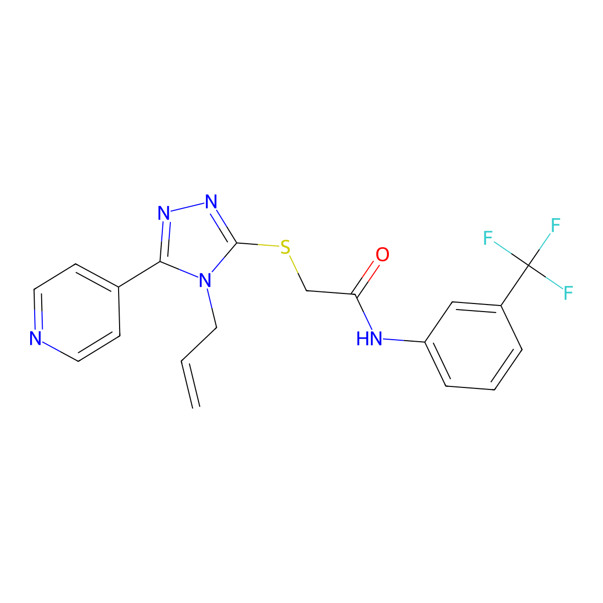 2-{[4-(prop-2-en-1-yl)-5-(pyridin-4-yl)-4H-1,2,4-triazol-3-yl]sulfanyl}-N-[3-(trifluoromethyl)phenyl]acetamide molecular structure, CAS 552814-37-6