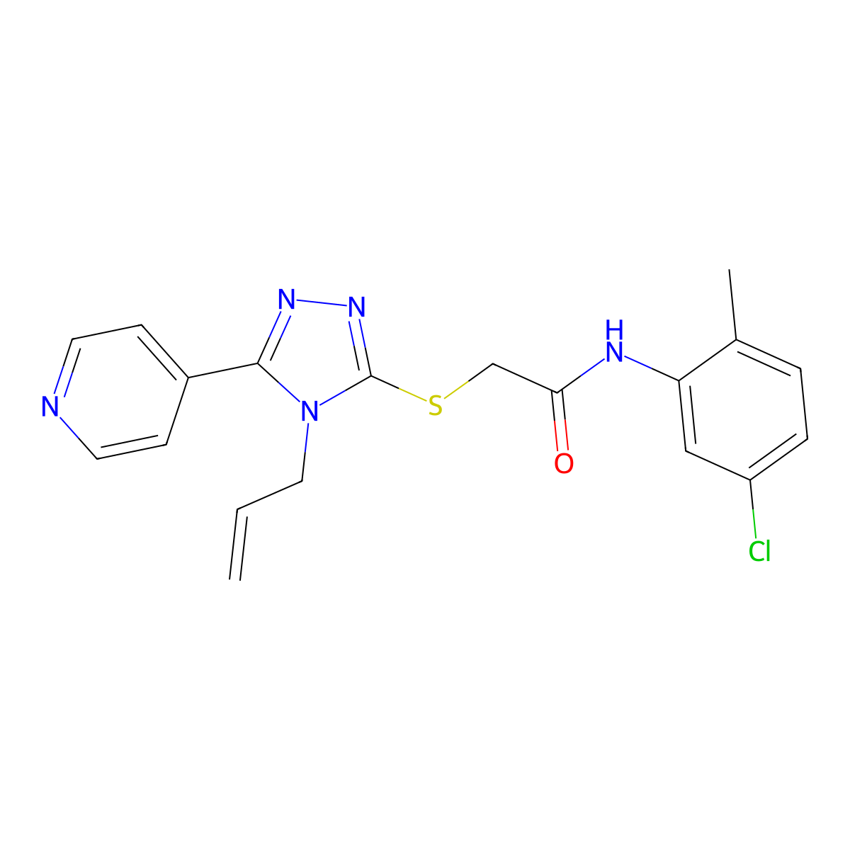 N-(5-chloro-2-methylphenyl)-2-{[4-(prop-2-en-1-yl)-5-(pyridin-4-yl)-4H-1,2,4-triazol-3-yl]sulfanyl}acetamide molecular structure, CAS 552814-39-8
