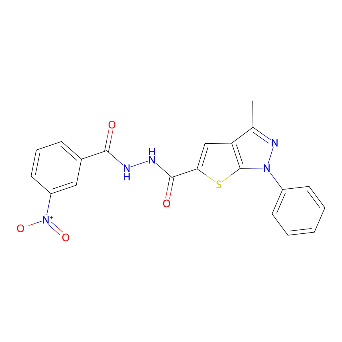 3-Methyl-1-phenyl-1H-thieno[2,3-c]pyrazole-5-carboxylic acid 2-(3-nitrobenzoyl)hydrazide molecular structure, CAS 552814-60-5