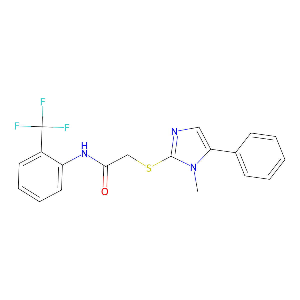 2-((1-methyl-5-phenyl-1H-imidazol-2-yl)thio)-N-(2-(trifluoromethyl)phenyl)acetamide molecular structure, CAS 552822-01-2