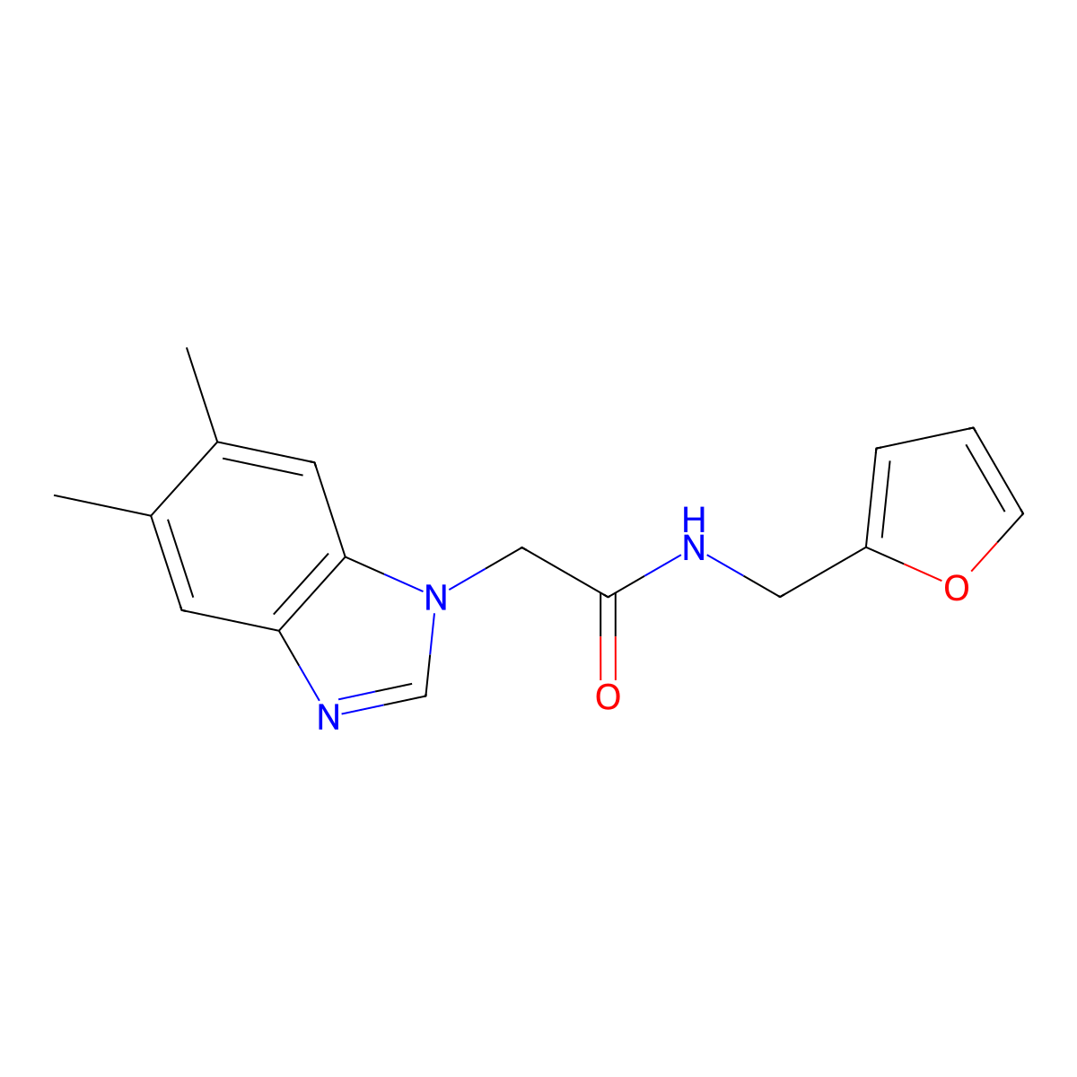 2-(5,6-dimethylbenzimidazol-1-yl)-N-(furan-2-ylmethyl)acetamide molecular structure, CAS 552826-22-9