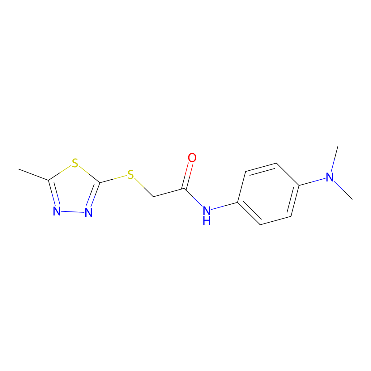 N-[4-(dimethylamino)phenyl]-2-[(5-methyl-1,3,4-thiadiazol-2-yl)sulfanyl]acetamide molecular structure, CAS 552828-06-5