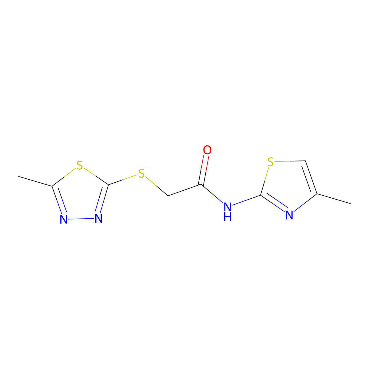 2-[(5-methyl-1,3,4-thiadiazol-2-yl)sulfanyl]-N-(4-methyl-1,3-thiazol-2-yl)acetamide molecular structure, CAS 552828-18-9