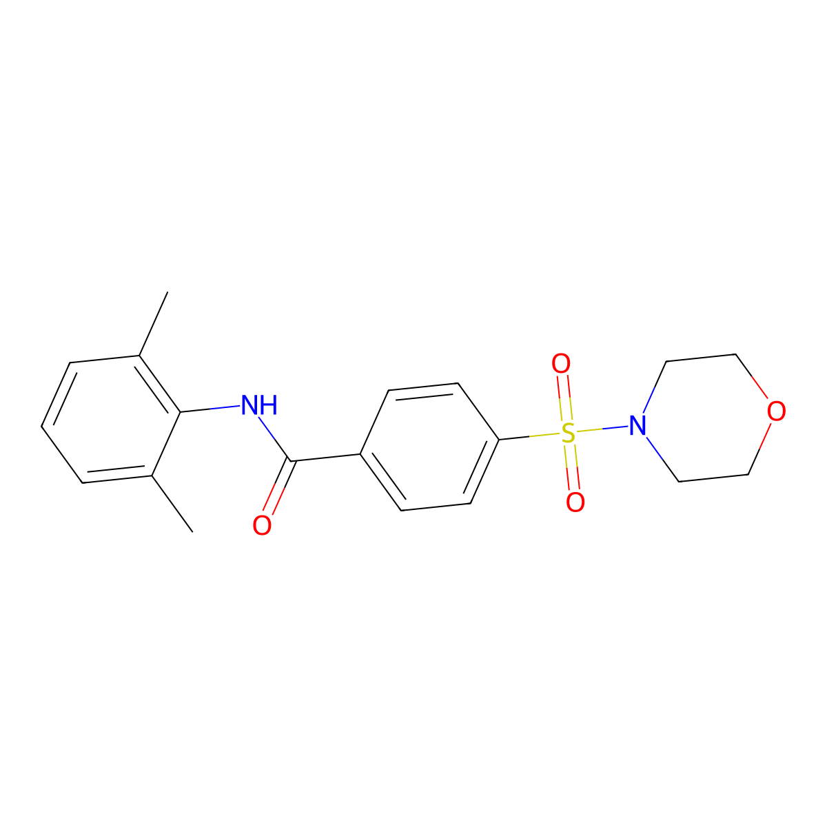 N-(2,6-dimethylphenyl)-4-morpholin-4-ylsulfonylbenzamide molecular structure, CAS 552829-00-2