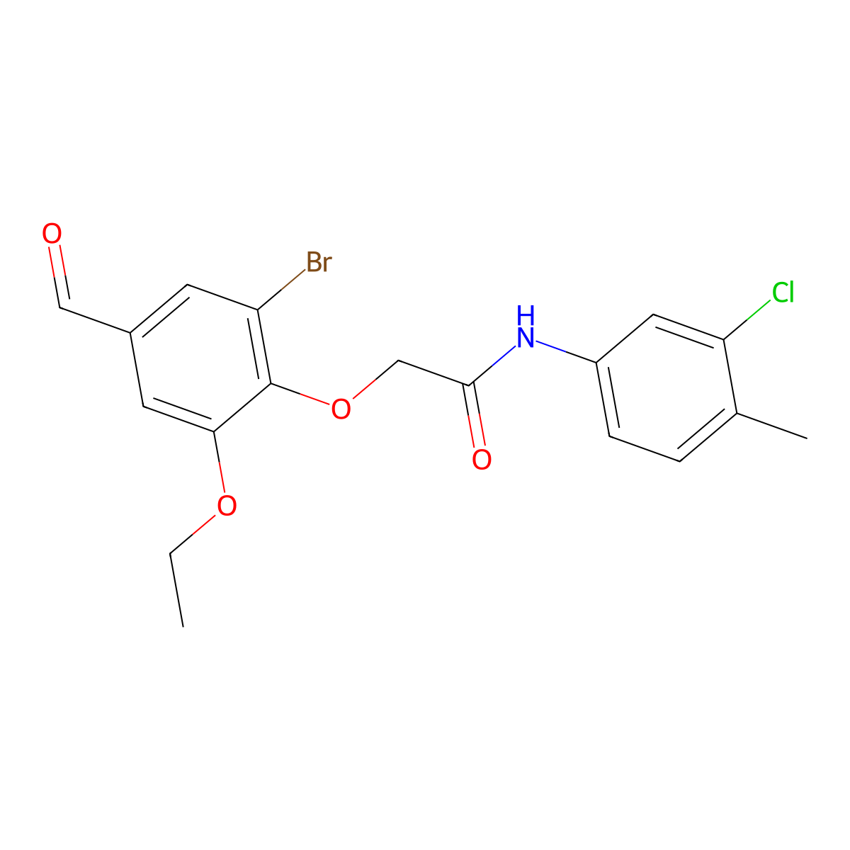 2-(2-bromo-6-ethoxy-4-formylphenoxy)-N-(3-chloro-4-methylphenyl)acetamide molecular structure, CAS 552841-34-6