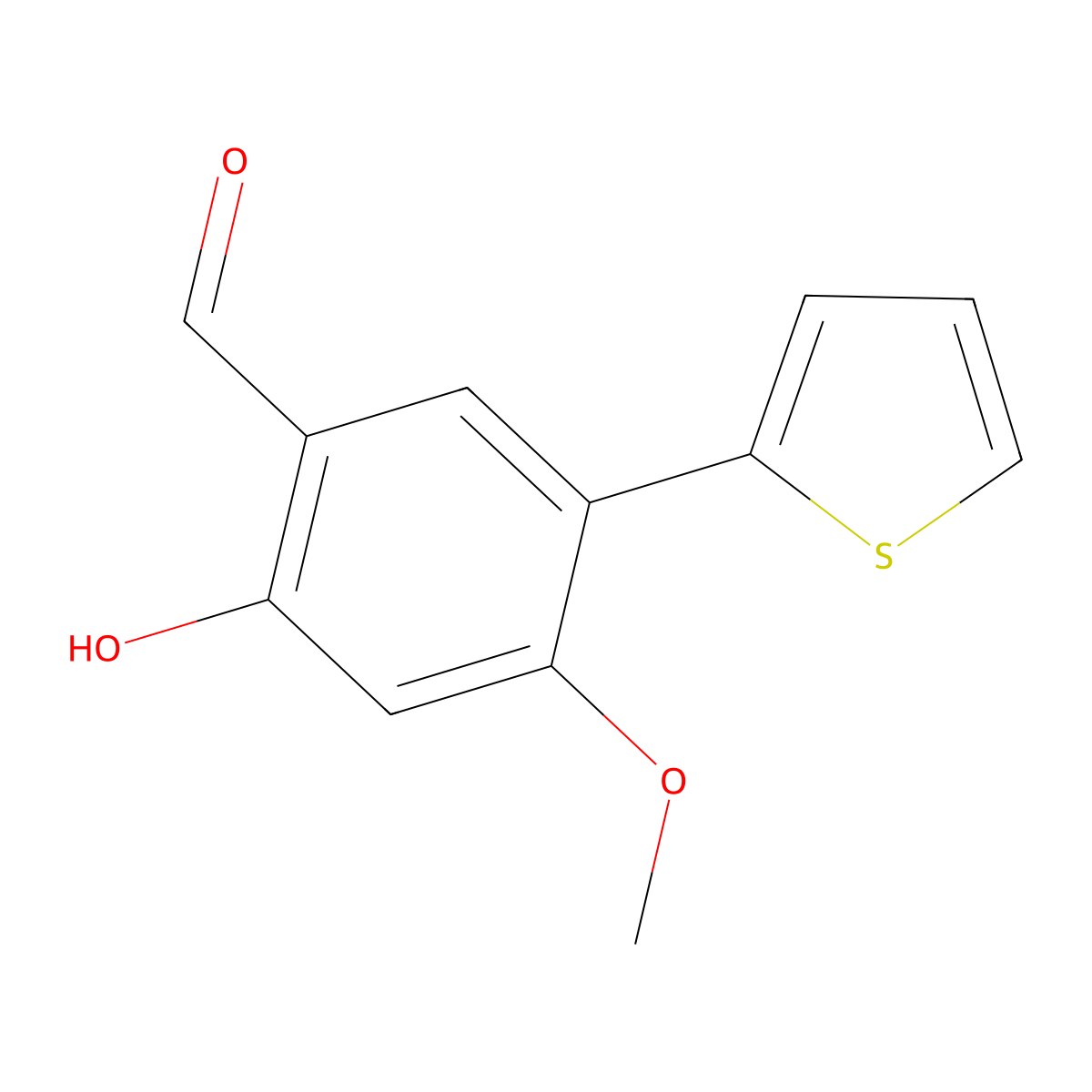 2-Hydroxy-4-methoxy-5-thiophen-2-yl-benzaldehyde molecular structure, CAS 552845-71-3