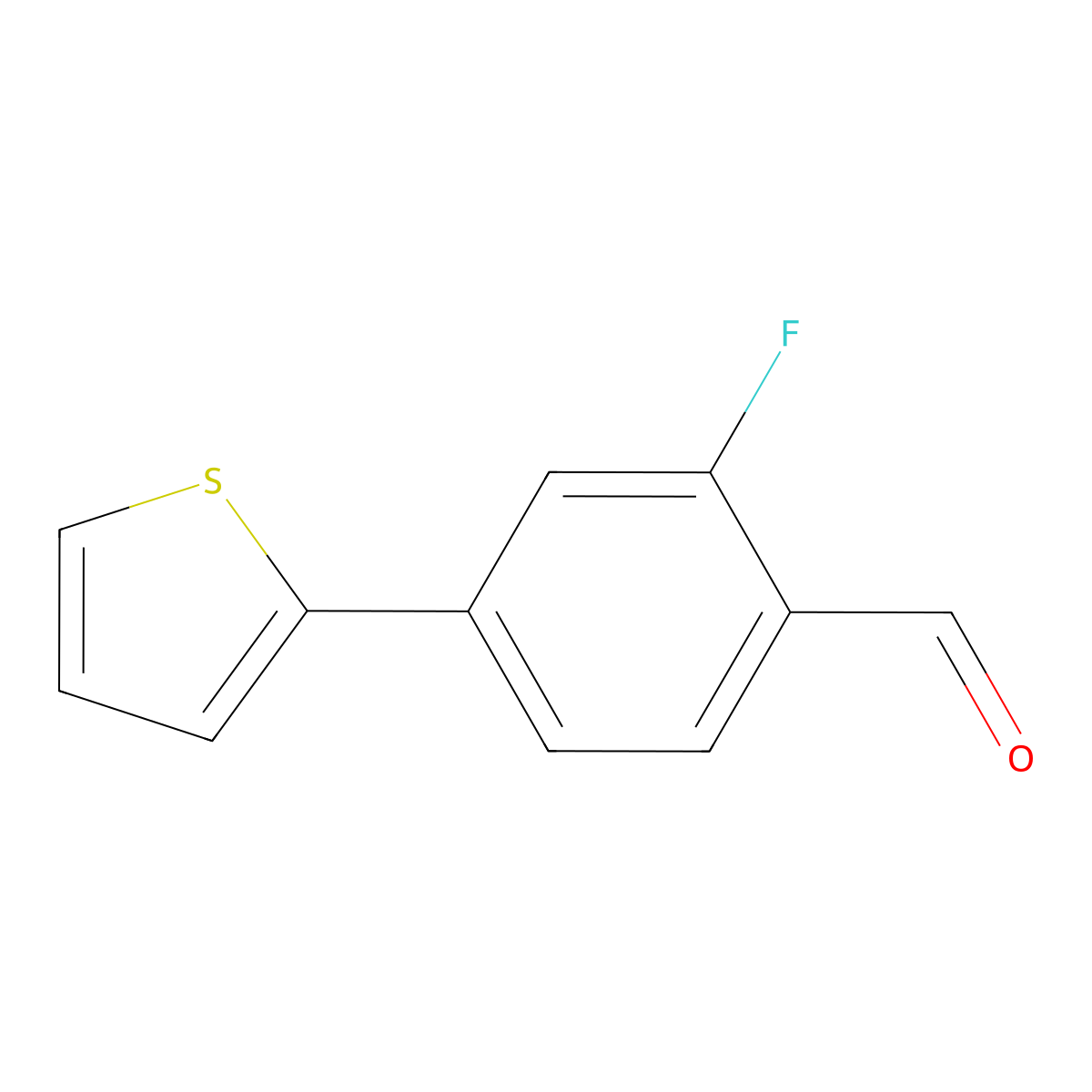 2-Fluoro-4-(thiophen-2-yl)benzaldehyde molecular structure, CAS 552845-73-5