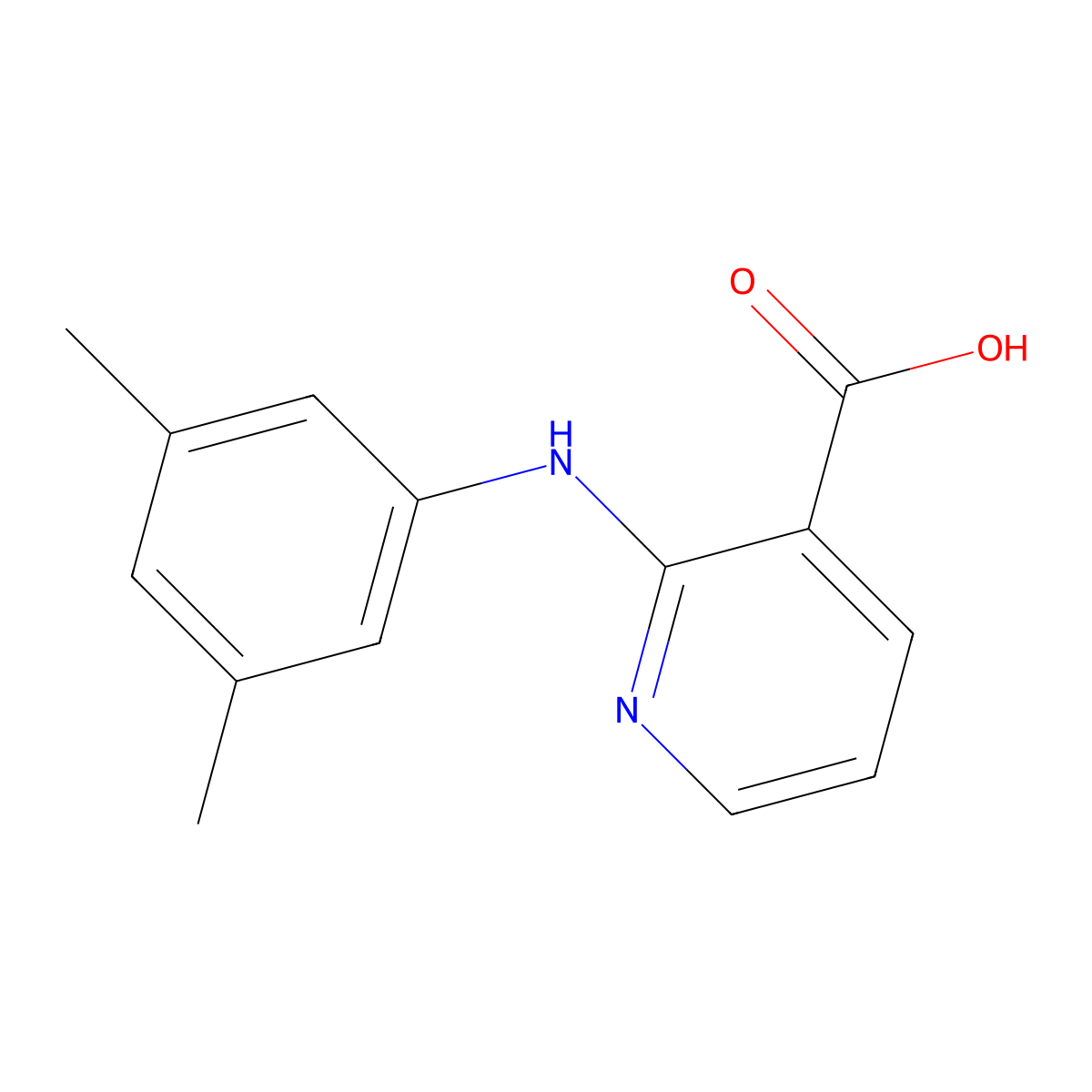 3-Pyridinecarboxylic acid, 2-[(3,5-dimethylphenyl)amino]- molecular structure, CAS 55285-30-8